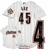 Carlos Lee Houston Astros Autographed Authentic Majestic Baseball Jersey (Pinstripe)