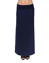 Apparel: Gorgeous Womens Rayon Span Full Length MAXI SKIRT: Navy (XL)