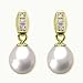 Natural White 7.5-8mm Dewdrop 14k Gold Diamond Cultured Pearl Drop Earrings (Yellow Gold) - by Dahlia Classic Jewelry Collection