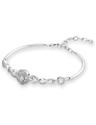 18K White Gold Infinity Halo Cluster Diamond Accents Bangle Bracelet (0.74 cttw, G-H Color, VS2-SI1 Clarity)