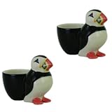 Quail Ceramics - Pair of Puffin Figure Egg Cups