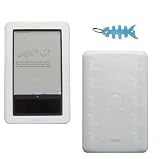 Clear/White Silicone Skin Case Cover with Light Blue Fishbone Style Keychain for the Nook, Barnes and Nobles Electronic eBook Reader