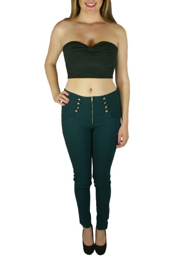 Sidecca Women's Retro Rockabilly 8-Button High Waist Pant