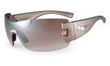 Sundog Allure-Paula Creamer Signature Style Sunglasses with Crystal Matte Tellic Khaki Frame and Gradient Brown Flash Mirror Lens