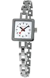 MONDAINE Watches:Mondaine Ladies Lilli Watch - Square Case - Stainless - Thin Red Leather Strap