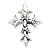 Sterling Silver Gothic Fleur de lis Cross Pendant - JewelryWeb