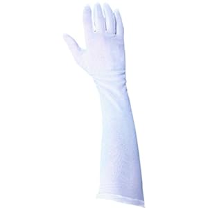 Gloves - White Polyester Long 21in Halloween Costume Accessory