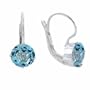 Sterling Silver Prong Set Round Genuine Blue Topaz LeverBack Lever Back Earrings