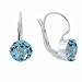 Sterling Silver Prong Set Round Genuine Blue Topaz LeverBack Lever Back Earrings
