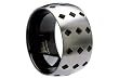 Two Tone Titanium Men's Ring w/ Black Diamond Pattern