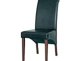 Faux leather High back Scroll Top Dining Chair Brown With Oak Legs