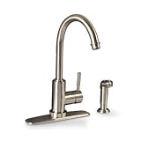 Brushed Nickel Finish Single Lever Handle Hi-rise Premier Kitchen Faucet With Spray
