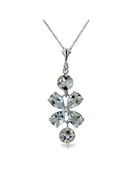 14K White Gold Aquamarine Flower Pendant