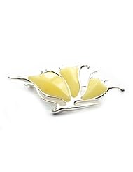 SilverAmber 925 Sterling Silver & Baltic Amber Jewellery - Designer Brooch AD801L