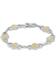 C.Z. Flower Hammered Bracelet