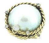 Estate 0.28 ct tw Diamond 14k Gold Mabe Pearl Ring
