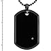 Black Stainless Steel Dog Tag with 0.02ct. Diamond on 22