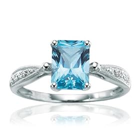 Blue Topaz and Diamond Ring by Blue-Topaz Jewelry