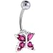 Fuchsia Gem Dainty Butterfly Belly Button Ring