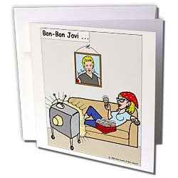 Cover image : Rich Diesslins Famous People Places Books Cartoons - Bon Bon Jovi - Greeting Cards-6 Greeting Cards with envelopes