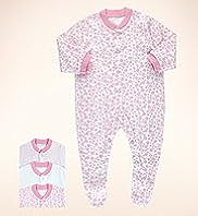 3 Pack - Pure Cotton Floral Sleepsuits