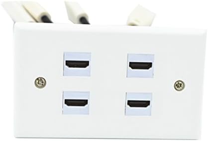 MXtechnic 4 Port White HDMI Pigtail Wall Plate Decoration with 4 Inch Built in Flexible Hi Speed HDMI Cable Support the Ethernet
