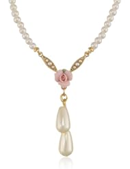 1928 Jewelry Porcelain Rose Petite Pearl Necklace