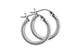 Small Sterling Silver Creole Earrings With Diamond Shape Engraved