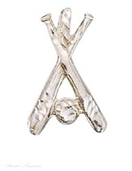 Sterling Silver 18" .8mm Wide Box Chain Necklace With Baseball Bats Ball Sports Pendant