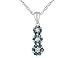 Blue and White Diamond 1/2 Carat (ctw) Three Flowers Pendant in 14K White Gold with Chain