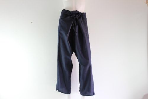 Woman Fisherman Wrap Pants Yoga Dancing Pants Tetoron (Polyester Fiber and Rayon) Waist 25.5" Long 40" -Navy Blue