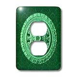 Jaclinart Bows Scrolls Shells Floral Damask - Spring green ornate vintage architectural element on forest green damask background - Light Switch Covers - 2 plug outlet cover