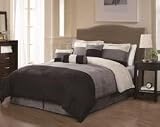Louis Black Queen Size Microsuede 7 Piece Bedding Set