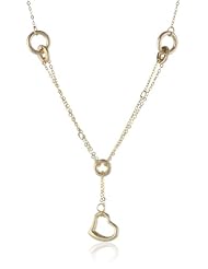 14K Yellow Gold Heart Y-Shaped Dangle Necklace, 16.75"