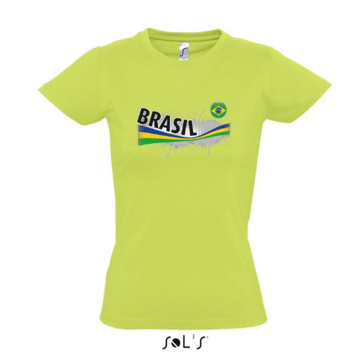 Fanshirt-Damen BRASIL, Brasilien Ländershirt EM / WM Trikot S-XXL , Apple green , L