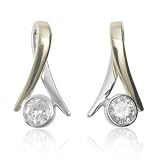 Image of Eighteen Carat Two-Coloured Moissanite Drop Earrings