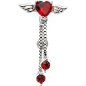 Top Mount Ruby Red Angel Wing Gem Heart Chain Belly Ring