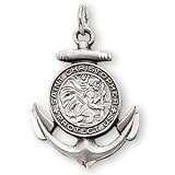 Sterling Silver St Christopher Mariner Medal and 24-inch Chain