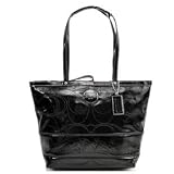 Coach Signature Op Art Patent Leather Book Tote 15142 Black