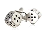 Novelty Gambling Dice in Satin Silver Cufflinks with Presentation Box