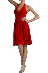 Short Chiffon Halter Bridesmaid Dress/Wedding Party Dress 