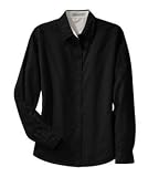 Port Authority - Ladies Long Sleeve Easy Care Shirt Black/ Light Stone-XL