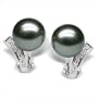 18K white gold Muse Black Tahitian cultured pearl and diamond earring