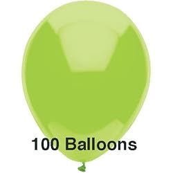 100 Party Balloons - 11" Round Latex, Kiwi Lime Green