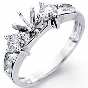 14Kt White Gold Munificent Diamond Engagement Ring Semi Mount Setting
