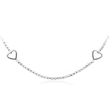 Sterling Silver Small Box-Chain with Hearts Necklace, 18