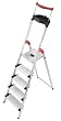 Hailo 8855-001 Alu-Sicherheits-Haushaltsleiter XXR - 5 XXL-Stufen mit Ausziehbarem Sicherheits-Halteb�gel und Multifunktionsschale