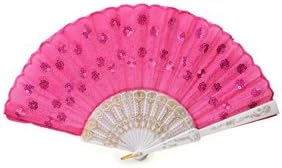 Red Spanish Embroidered Folding Sequins Hand Flower Lace Fan Party Wedding D¨¦cor