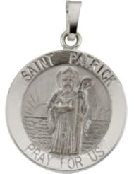 St. Saint Patrick Medal Pendant 14K Gold White R16325