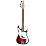 Full Size 43" Principal P Bass Guitar Red with Gig Bag and Accessories (Bass, Strap, String, eBook, Free Mini Rubber Guitar & Pick)